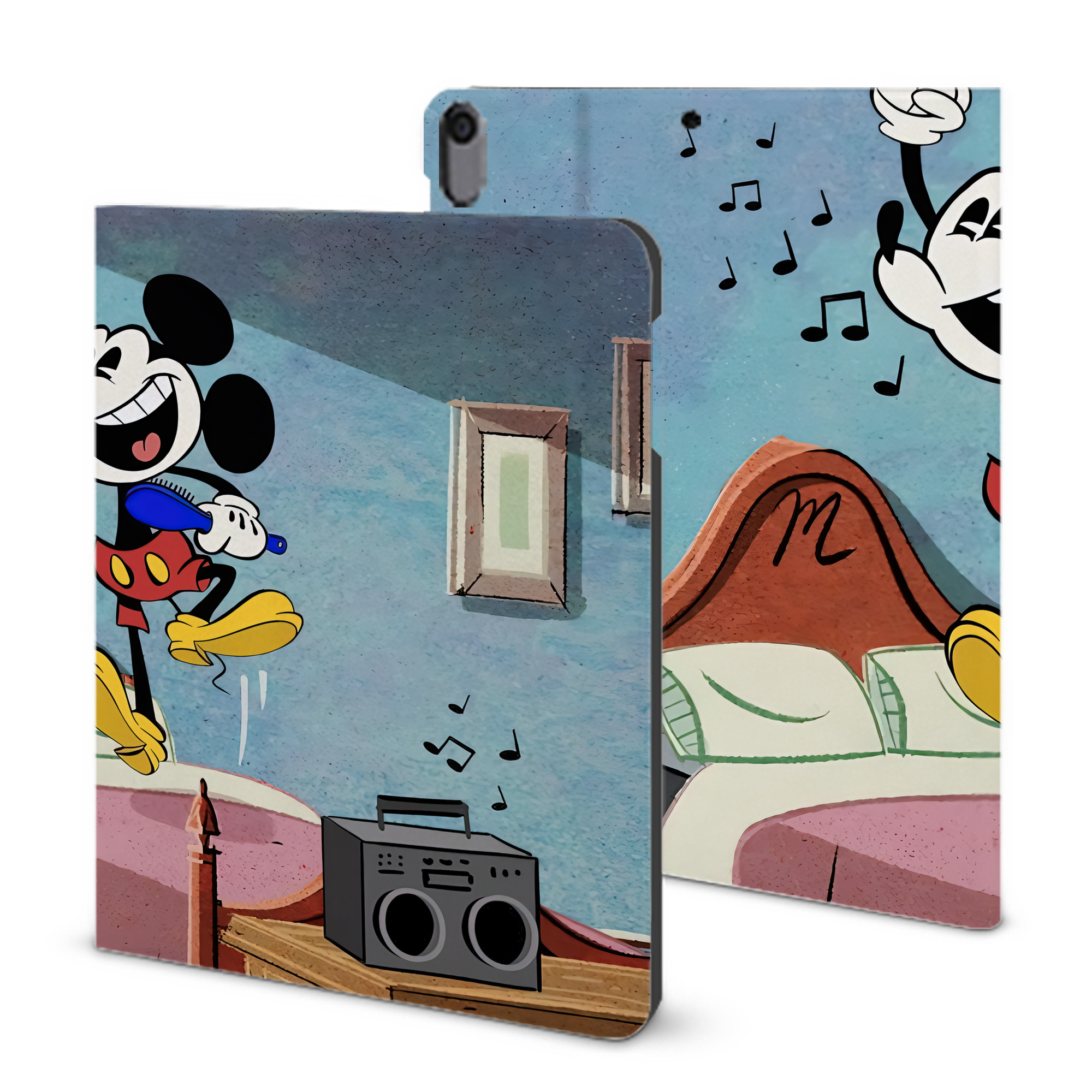 （画像用） ミッキーマウス Mickey Mouse IPad ケース ブック型 PUレザー TPU 耐衝撃 軽量 薄型 ペン収納なし 全面保護 IPad 各モデル対応